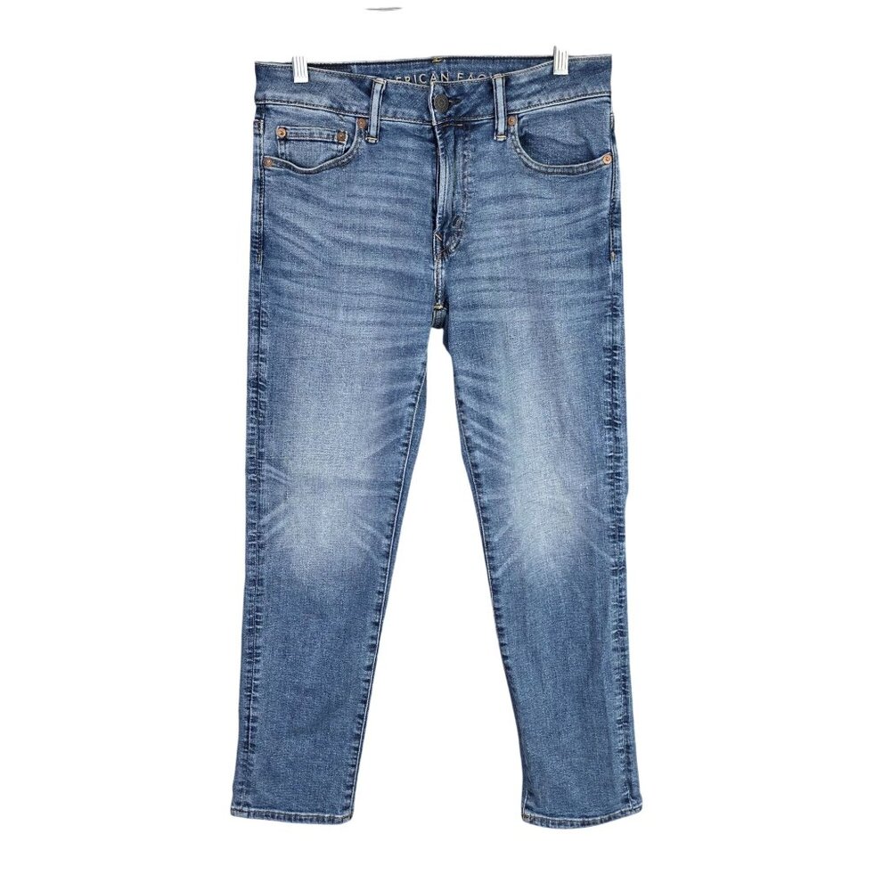 Mens American Eagle Slim Straight Blue Denim Jeans Cotton Stretch Size 30X30